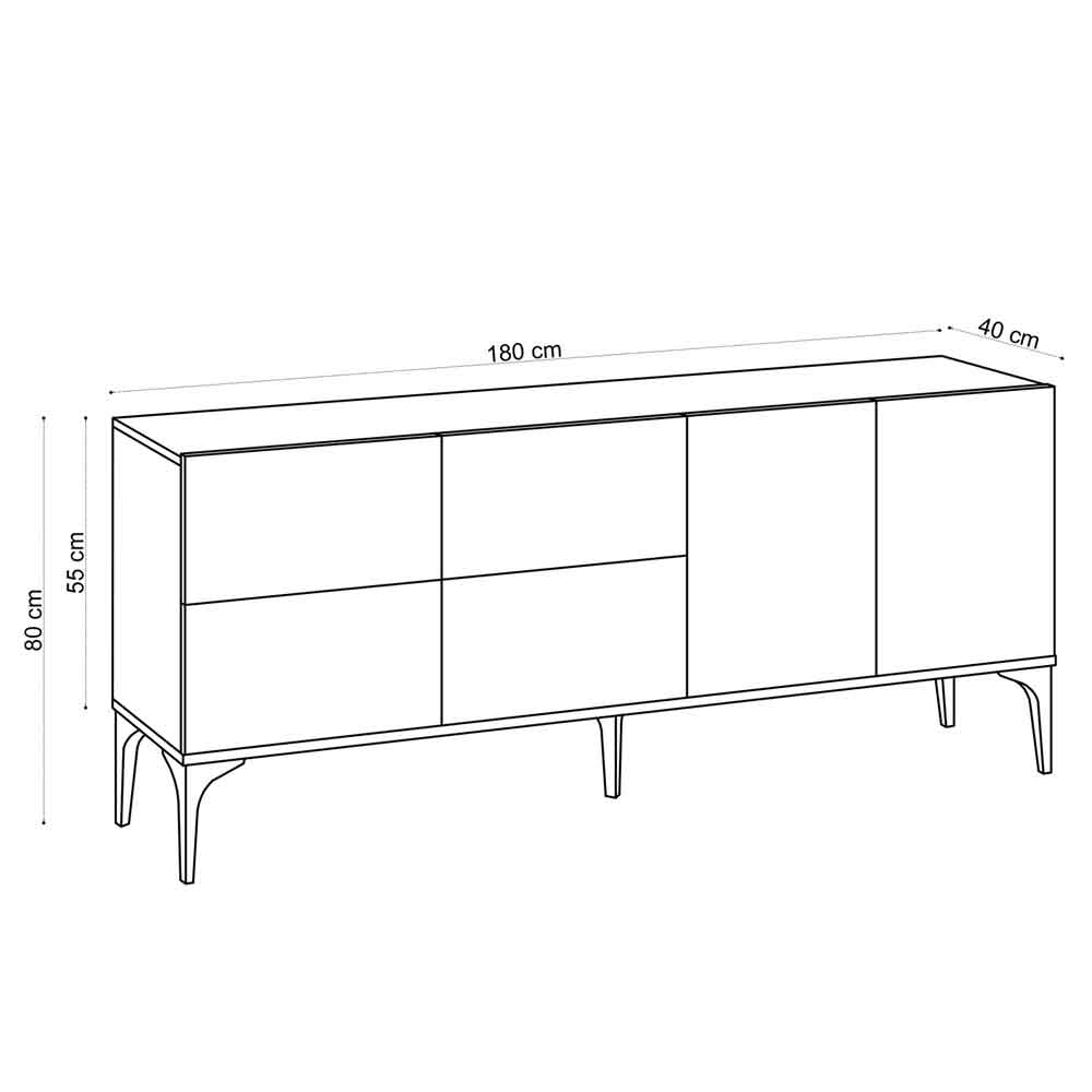 Karter Wooden Sideboard with 6 Doors in Sapphire Oak