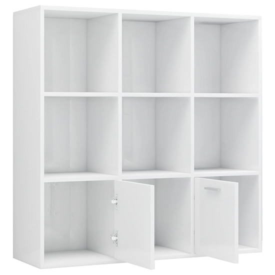 Kasen High Gloss Bookcase With 2 Doors In White_4