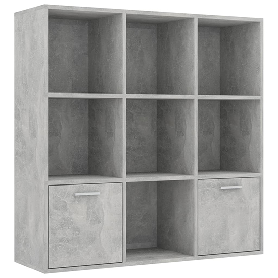 Kasen Wooden Bookcase With 2 Doors In Concrete Effect