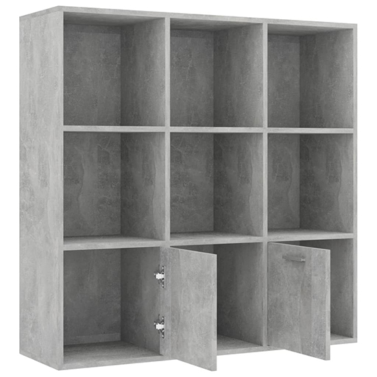Kasen Wooden Bookcase With 2 Doors In Concrete Effect_4