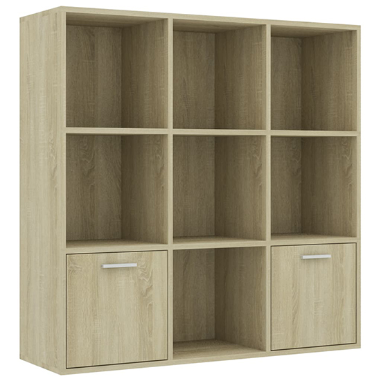 Kasen Wooden Bookcase With 2 Doors In Sonoma Oak