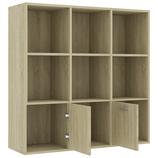 Kasen Wooden Bookcase With 2 Doors In Sonoma Oak
