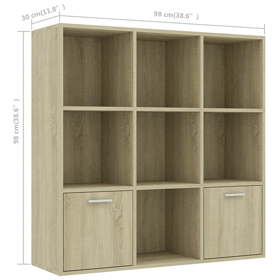 Kasen Wooden Bookcase With 2 Doors In Sonoma Oak