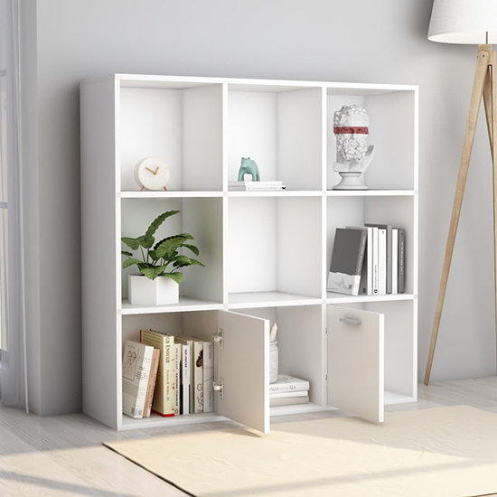 Kasen Wooden Bookcase With 2 Doors In White_2