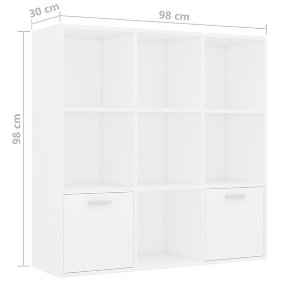 Kasen Wooden Bookcase With 2 Doors In White_5