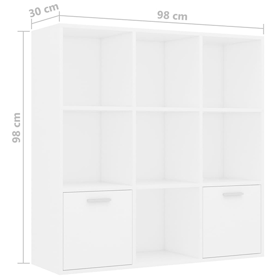 Kasen Wooden Bookcase With 2 Doors In White