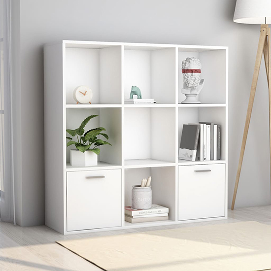 Kasen Wooden Bookcase With 2 Doors In White