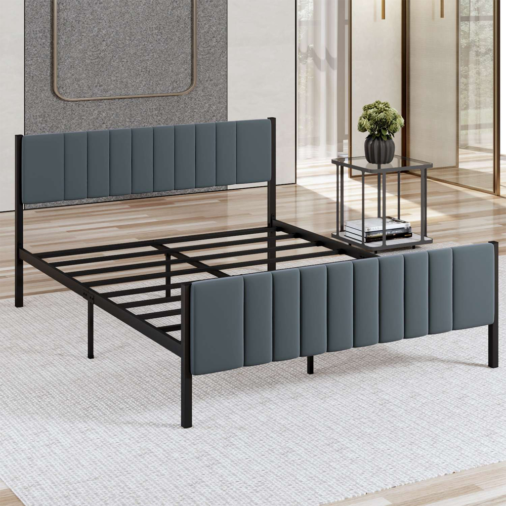 Kaseo Metal Double Bed in Anthracite