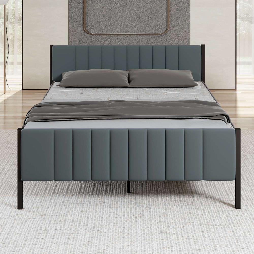 Kaseo Metal Double Bed in Anthracite