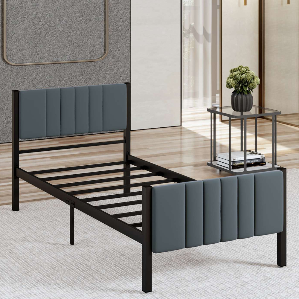 Kaseo Metal Single Bed in Anthracite