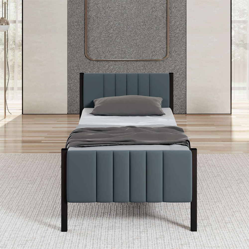 Kaseo Metal Single Bed in Anthracite