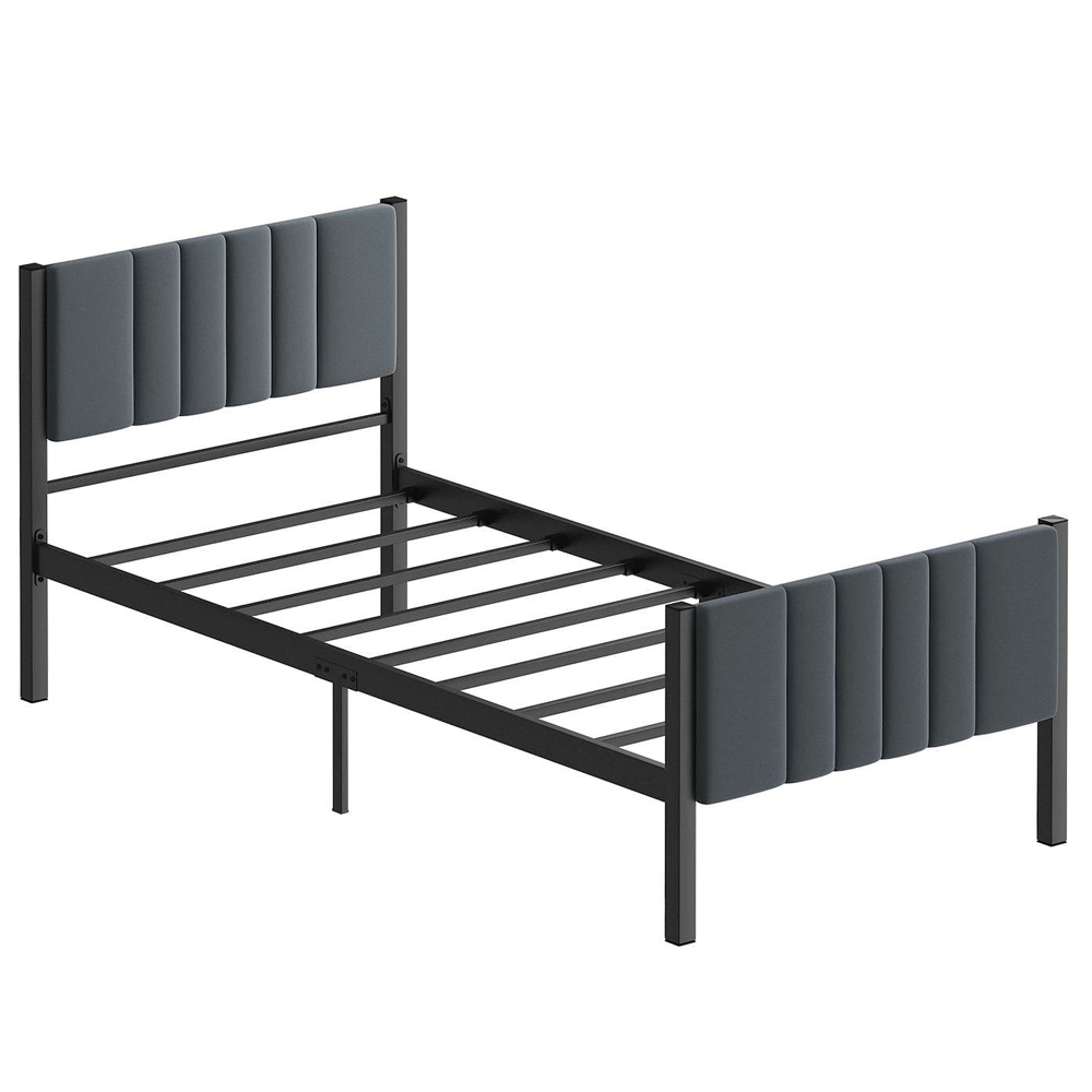 Kaseo Metal Single Bed in Anthracite