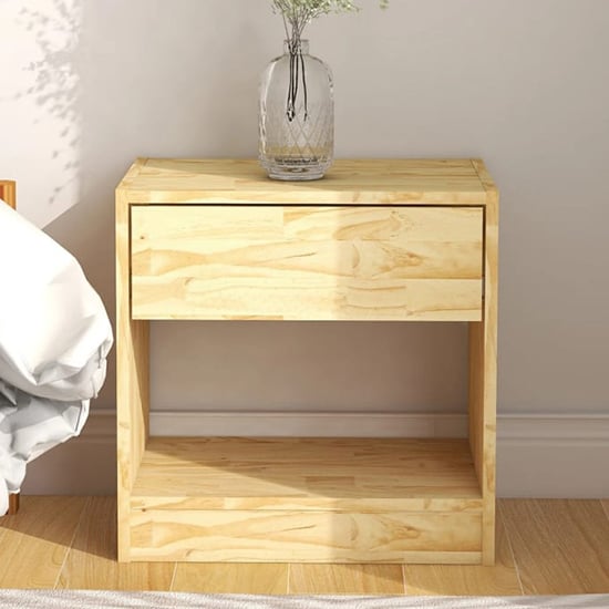 Kasia Pinewood Bedside Cabinet With 1 Drawer In Natural