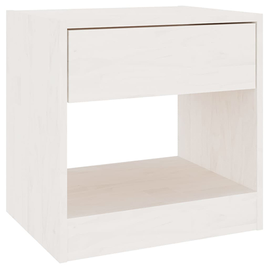 Kasia Pinewood Bedside Cabinet With 1 Drawer In White