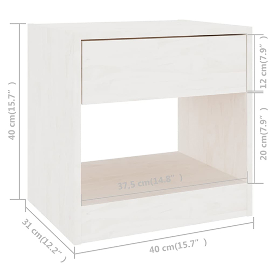 Kasia Pinewood Bedside Cabinet With 1 Drawer In White