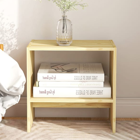 Read more about Kasia pinewood bedside cabinet with undershelf in natural
