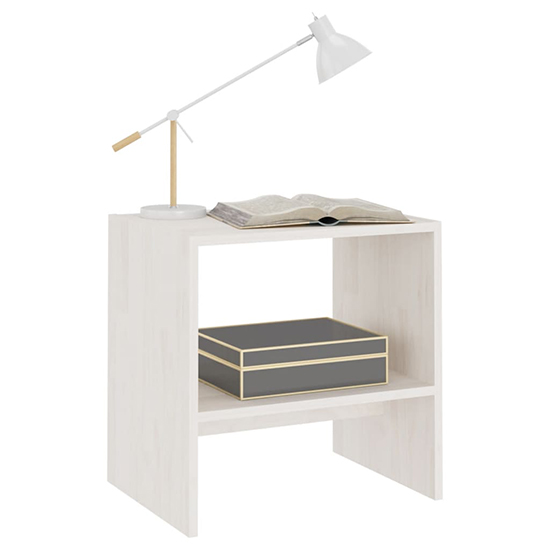 Kasia Pinewood Bedside Cabinet With Undershelf In White