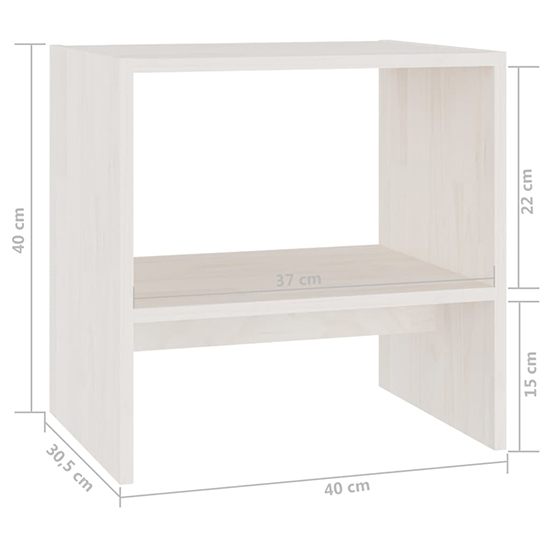 Kasia Pinewood Bedside Cabinet With Undershelf In White
