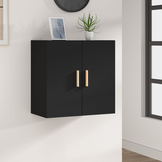 Kason Wooden Wall Storage With 2 Doors In Black Furniture in