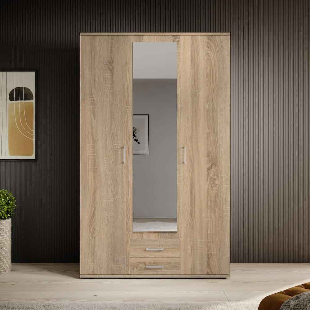 Kasper Wooden Wardrobe With 2 Doors 2 Drawers - Oak Sonoma
