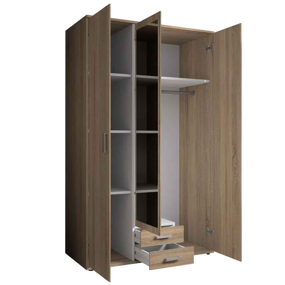 Kasper Wooden Wardrobe With 2 Doors 2 Drawers - Oak Sonoma