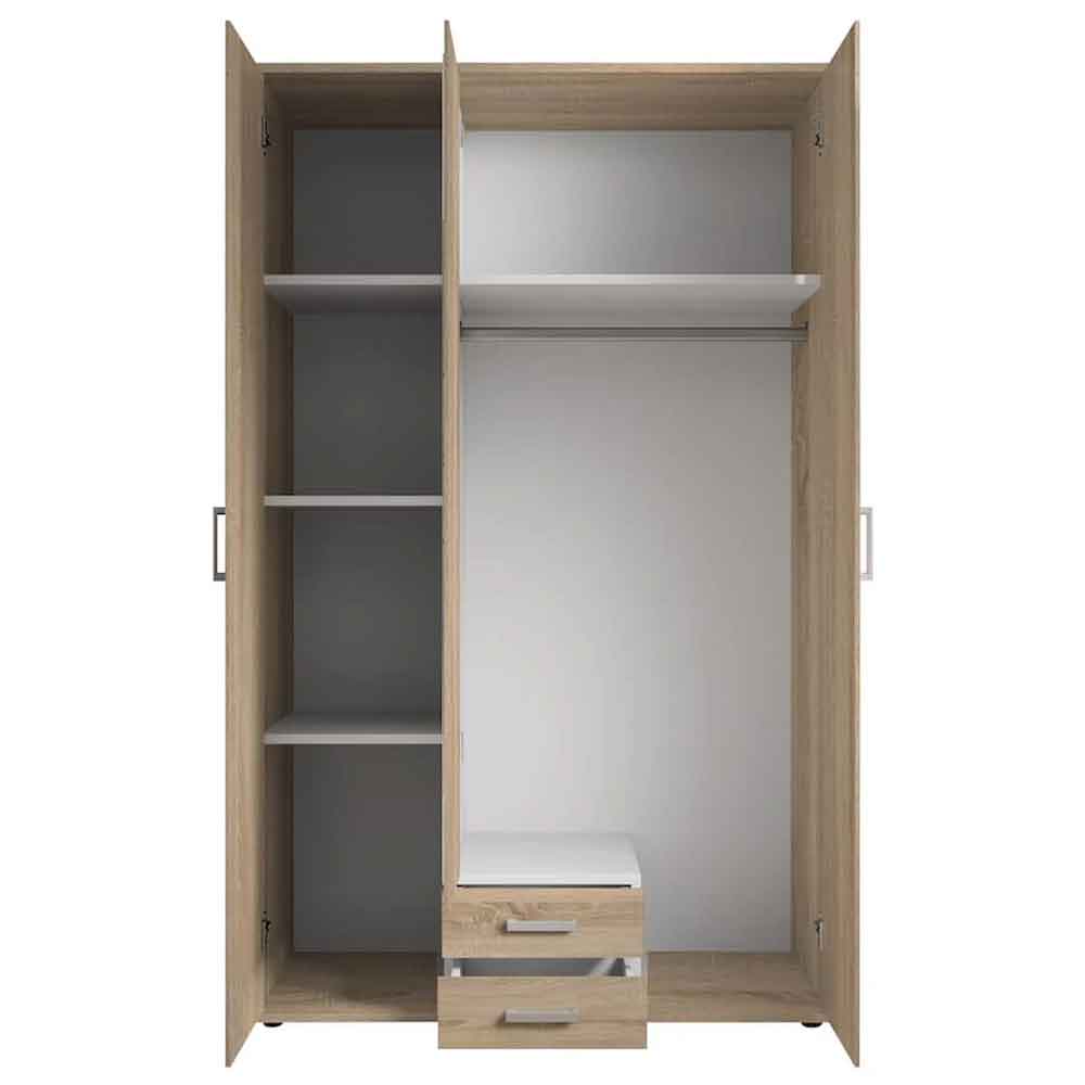 Kasper Wooden Wardrobe With 2 Doors 2 Drawers - Oak Sonoma