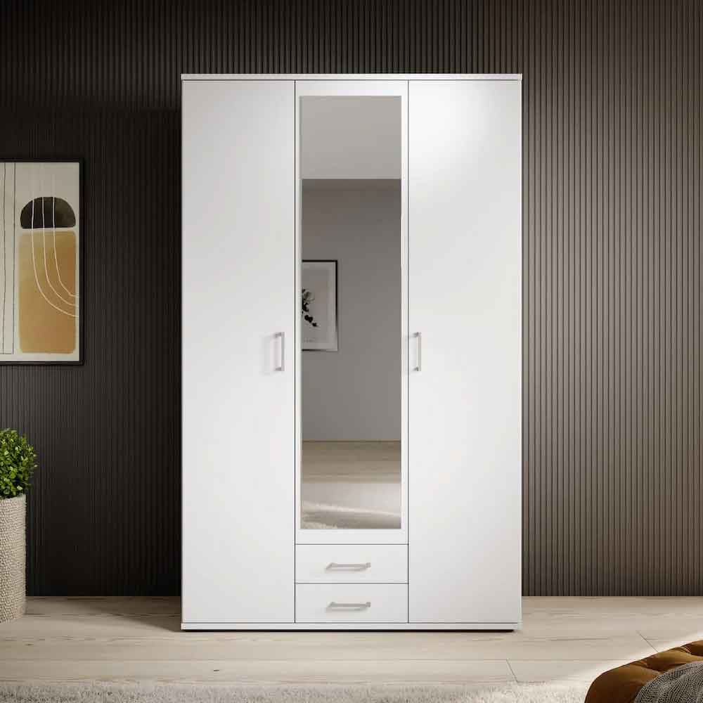 Kasper Wooden Wardrobe With 2 Doors 2 Drawers - White