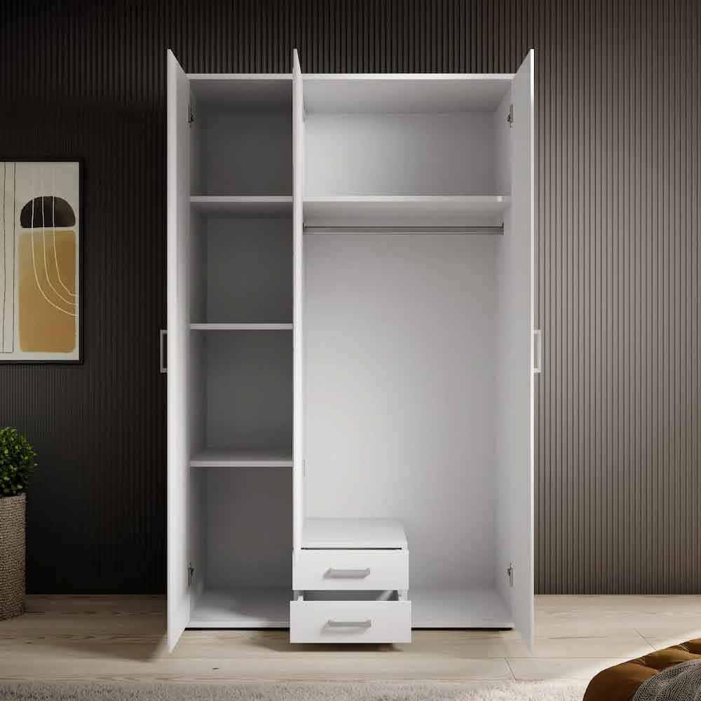 Kasper Wooden Wardrobe With 2 Doors 2 Drawers - White