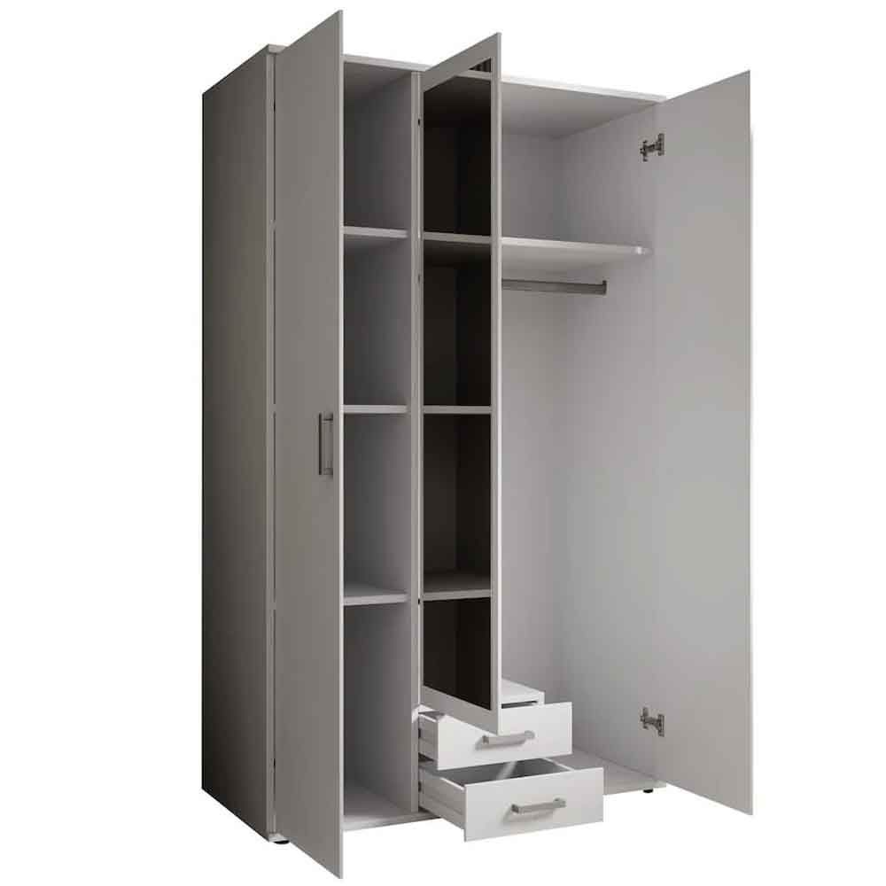 Kasper Wooden Wardrobe With 2 Doors 2 Drawers - White