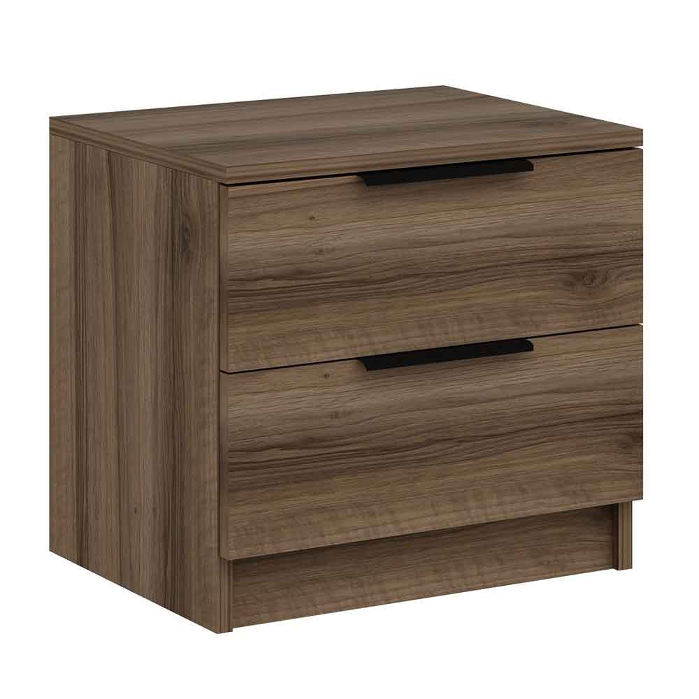 Kaspian Wooden Bedside Cabinet With 2 Drawers in Walnut