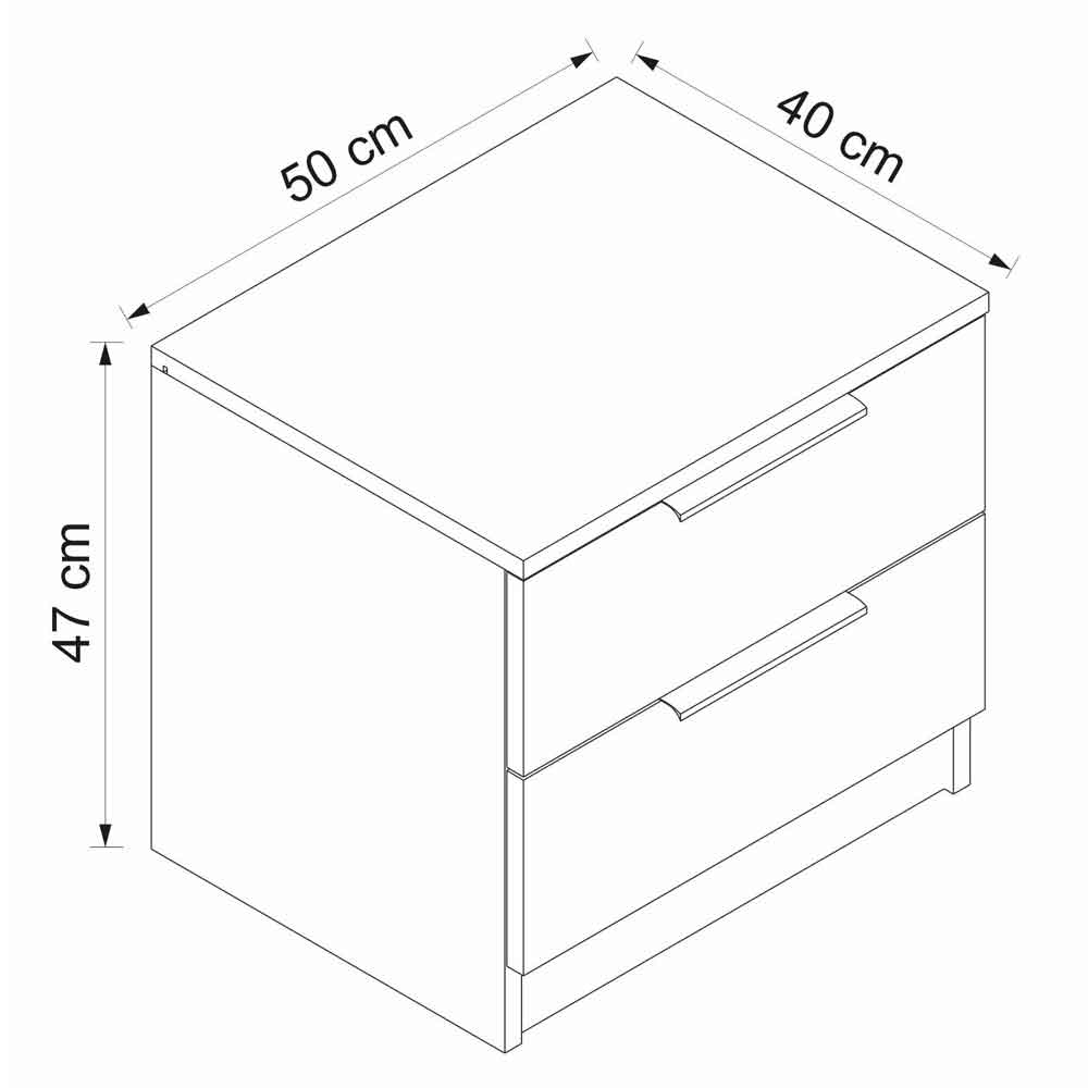 Kaspian Wooden Bedside Cabinet With 2 Drawers in Walnut
