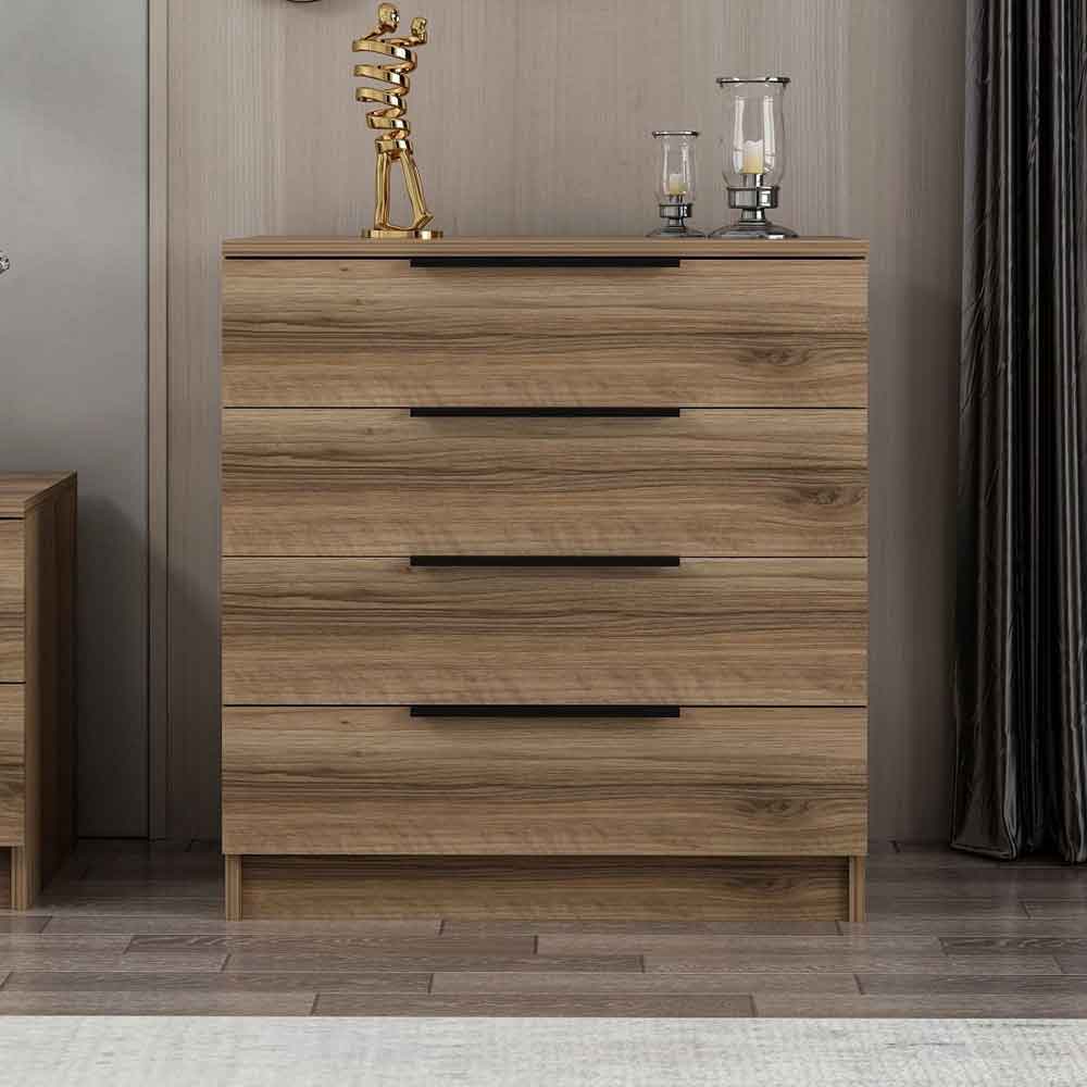 Kaspian Wooden Chest of 4 Drawers in Walnut