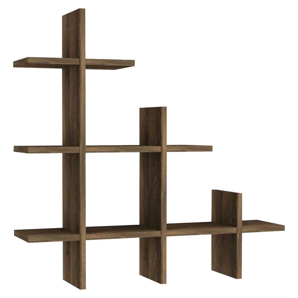 Kaspian Wooden Hall Hung Shelving Unit in Walnut