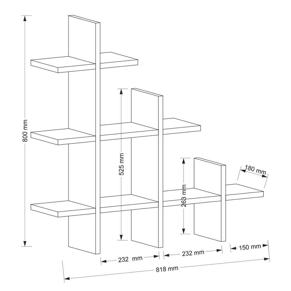 Kaspian Wooden Hall Hung Shelving Unit in Walnut