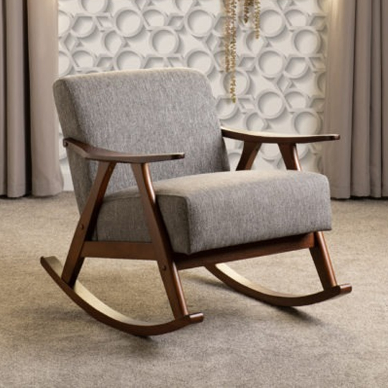Product photograph of Kassel Fabric Rocking Chair In Grey from Furniture in Fashion