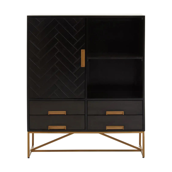 Product photograph of Kassel Mango Wood Sideboard 1 Door 4 Drawers In Black from Furniture in Fashion