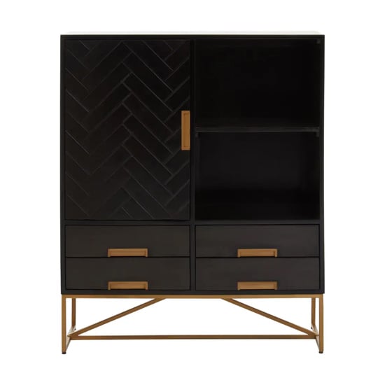 Product photograph of Kassel Mango Wood Sideboard 1 Door 4 Drawers In Black from Furniture in Fashion