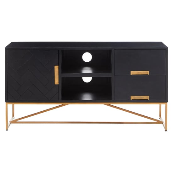 Product photograph of Kassel Mango Wood Tv Stand With 1 Door 2 Drawers In Black from Furniture in Fashion