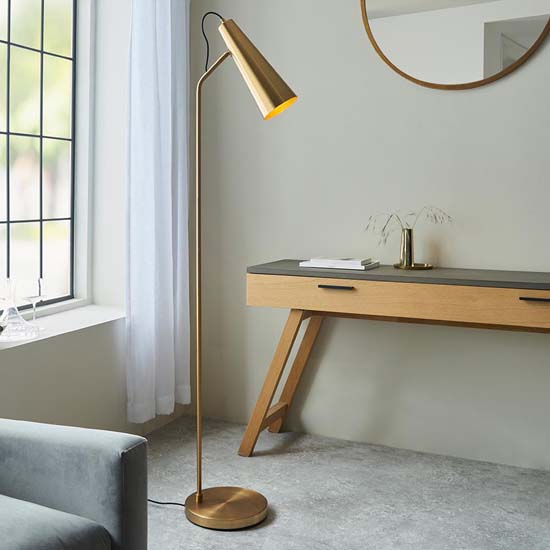 Kassel New Task Floor Lamp In Antique Brass