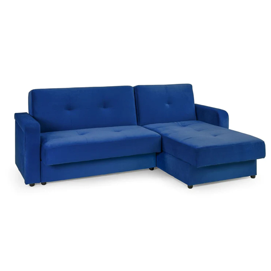 Product photograph of Kira Plush Velvet Sofa Bed Corner In Blue from Furniture in Fashion