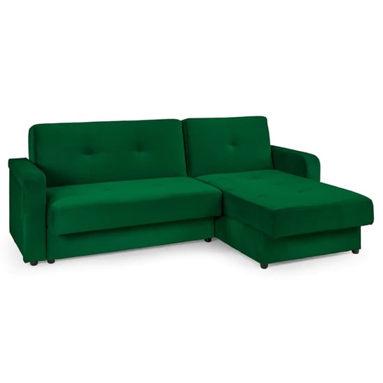 Product photograph of Kira Plush Velvet Sofa Bed Corner In Green from Furniture in Fashion