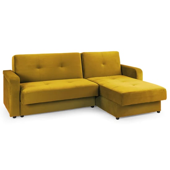 Product photograph of Kira Plush Velvet Sofa Bed Corner In Mustard from Furniture in Fashion