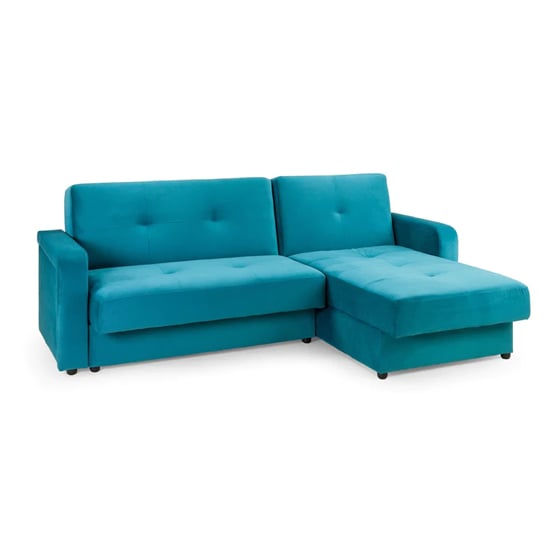 Product photograph of Kira Plush Velvet Sofa Bed Corner In Teal from Furniture in Fashion