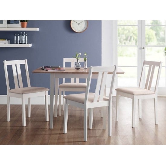 Kaci Wooden Extendable Dining Table In Ivory Off White_3