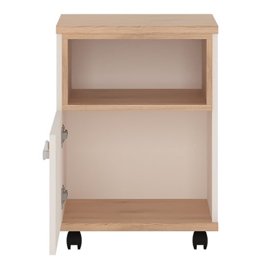 Kast Wooden Office Pedestal Cabinet In White High Gloss And Oak_2