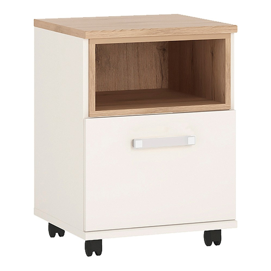 Photo of Kast wooden office pedestal cabinet in white high gloss and oak