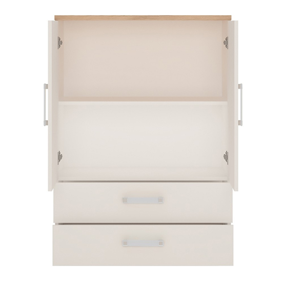 Kast Wooden 2 Door Storage Cabinet In White High Gloss And Oak_2