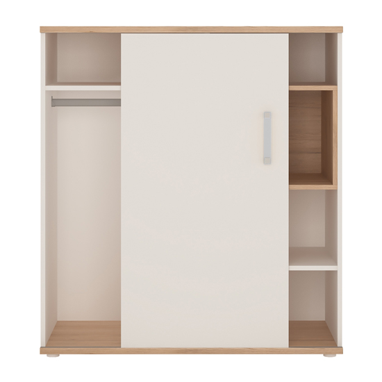 Kast Wooden Low Storage Cabinet In White High Gloss And Oak_2