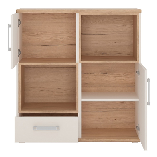 Kast Wooden Open Storage Cabinet In White High Gloss And Oak_2