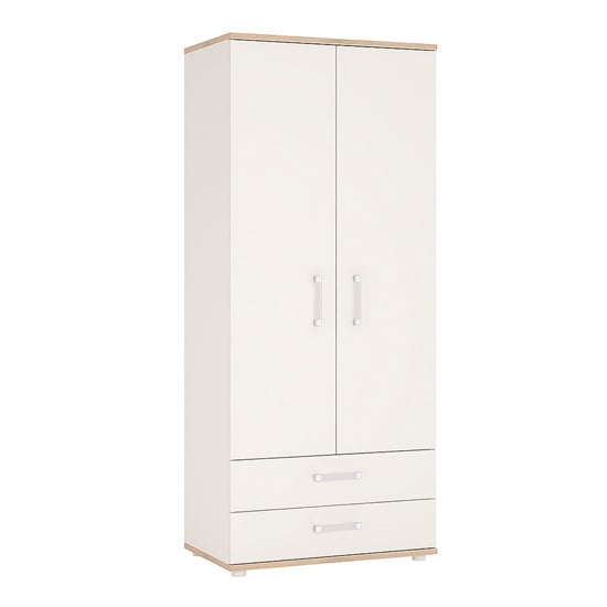Product photograph of Kast Wooden Wardrobe In White High Gloss And Oak from Furniture in Fashion